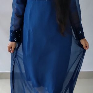 Peacock_Blue Flared Kurta; Size: L